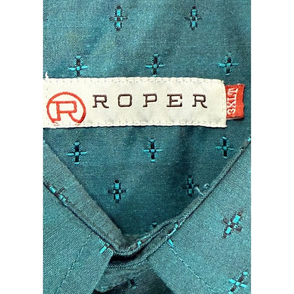 Roper Other - Roper Mens 3XLT Teal Western Shirt Print Long Sleeve Snap Button Front (50)